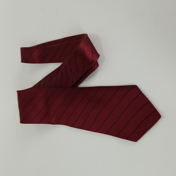 Pierre Cardin Red & Black Striped Silk Tie - Picture 9 of 11